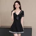 thumbnail image 4 of New Workwear Sexy College Style Dress Sweet Dress-Navy Blue-XL, 4 of 6