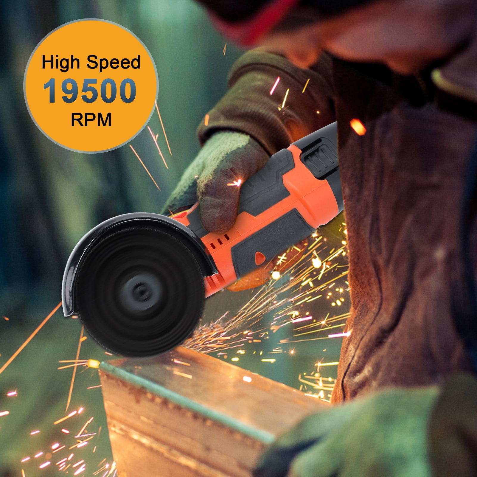 Cordless Mini Angle Grinder Kit, 12V 19500RPM Handheld Grinding Tool with 2 Batteries & Discs, Electric Metal Wood Cutter