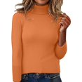 thumbnail image 2 of Pulls pour Femmes 2025 Chandail Col Roulé Ajusté Manches Longues Haut Tricoté Blouse Décontractée Automne Hiver, 2 of 6
