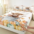 thumbnail image 3 of Manfei Cute Rustic Cow Queen Sheet Sets for Kid, Autumn Harvest Pumpkin Flat Sheet, Maple Leaf Queen Fitted Sheet, Microfiber Bedroom Decor, 4-Piece, 3 of 7