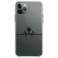 thumbnail image 1 of DistinctInk Clear Shockproof Hybrid Case for iPhone 11 (6.1" Screen) - TPU Bumper Acrylic Back Tempered Glass Screen Protector - Heartbeat Cross Sinus Rhythm, 1 of 1