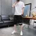 thumbnail image 2 of Conjunto de dos piezas para hombre, para correr, con letras, para trotar, color blanco, camisetas Kpop, pantalones cortos, trajes para hombre, ropa de verano, moda 2024, 2 of 5