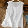 thumbnail image 5 of Breezora Bohemian Embroidered Linen Tank Top Women's Strappy Summer Vest Casual Wear XL Size White, 5 of 10