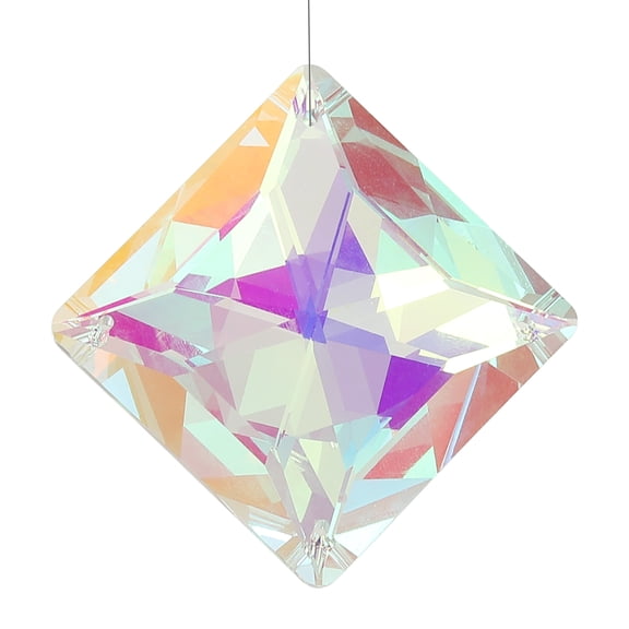 Uxcell 50x50mm Suncatcher Ornament, Square Hanging Faceted Crystals Prisms Pendant Glass Sun Light Catchers Rainbow Making with Rope for Windows Chandelier Decoration, Clear AB