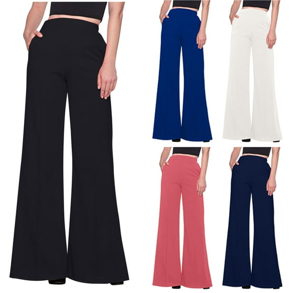 ZZwxWA Palazzo Pants for Women Summer Lounge High Waist Trousers Wide Leg Loose Flowy Flare Pant Solid Comfy Pockets Pants