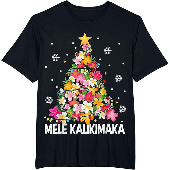Hawaiian Floral Christmas Tree Mele Kalikimaka Tropical Shirt, for men & women up to 5XL