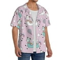 thumbnail image 2 of Uemuo Llama Unicorn and Rainbow Pattern Cotton Linen Short Sleeve Shirts,Casual Lightweight Button Down Shirts,Vacation Beach Summer Tops-4X-Large, 2 of 7
