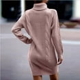 thumbnail image 4 of Lilgiuy Women Casual Solid Pullover Long Sleeve Round-Neck Sweater Dress Pink Fall Dresses for 2022 Spring Winter, 4 of 5