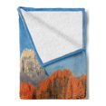 thumbnail image 2 of Autumn Soft Flannel Fleece Blanket, Grand Teton National Park Reflection on Lake Landscape of Tangerine Tones Aspen Tree, Cozy Plush for Indoor and Outdoor Use, 60" x 80", Multicolor, by Ambesonne, 2 of 5