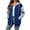 Blue-08, variant on Perfectbot Women's Color Block Zip Up Hooded Jacket, Front Kangaroo Pockets Hooded Sweatshirt Coat