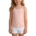 thumbnail image 3 of WAVSUF Girls Cami Tank Tops Crew Neck Sleeveless Ruffle Hem Kids Summer Casual Daily Underwear Pink Size 6, 3 of 10