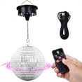 thumbnail image 1 of Bola de Discoteca Giratoria de 6 Pulgadas con Motor, Velocidad Ajustable de 6 A 12 RPM, Luz de Discoteca para DJ, Bodas, Fiestas, Cumpleaños y Navidad., 1 of 5