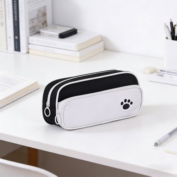 Estuche para lápices para estudiantes | Bolsa de papelería con cremallera de gran capacidad y organizador portátil para útiles escolares, portalápices multicapa con compartimentos para escritorio