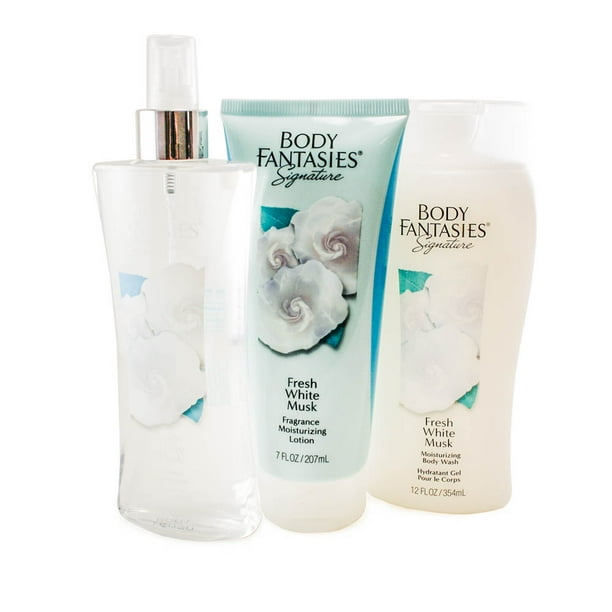 Fresh White Musk 3 Pc Gift Set ( Body Wash 12 Oz + Body Lotion 7 Oz