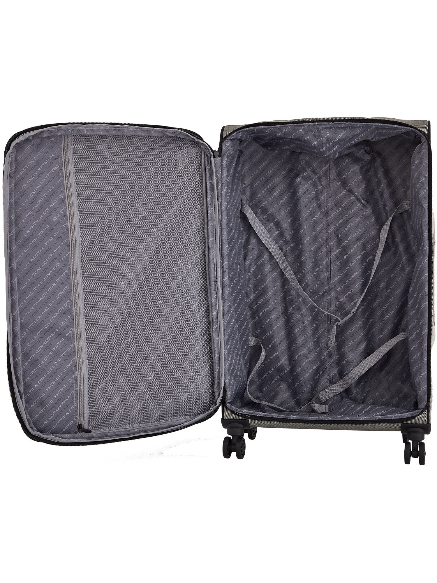 French Connection 3pc Expandable Rolling Softside Luggage Set, Whitecap Gray