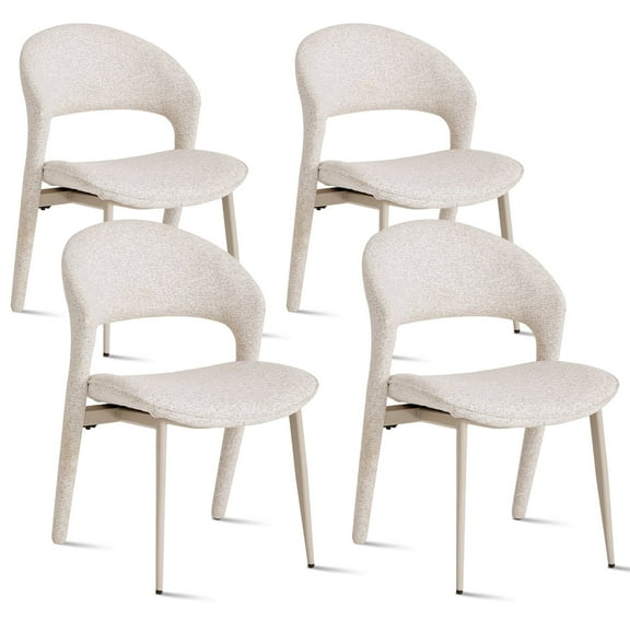 HJhomeheart Dining Chairs, Modern Linen Accent Chairs, Set of 4, Kitchen Living Room Chair Set