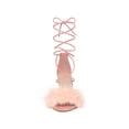 thumbnail image 5 of BLISSFUL STEP Edition Women's Sandals Block Heels Faux Fur Strappy Lace up Sandals Pink 7, 5 of 7