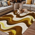 thumbnail image 2 of Fsddascl Geometric Brown Outdoor Rug for Patio/Deck/Porch, Non-Slip Large Area Rug 4 x 6 Ft, Gold Vintage White Stripe Coastal Sea Wave Indoor Outdoor Rugs Washable Area Rugs, Camping Rug Carpet, 2 of 5
