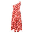 thumbnail image 3 of Pompotops Femmes Été Décontracté Col Rond Manches Courtes Pliage avec des Robes Imprimées de Poche, 3 of 4