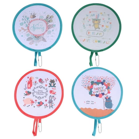 

4 Pcs Cartoon Pattern Foldable Adorable Pattern Round Handheld Folding Fans Wedding Decoration Birthdays Home Gifts （Random Styl