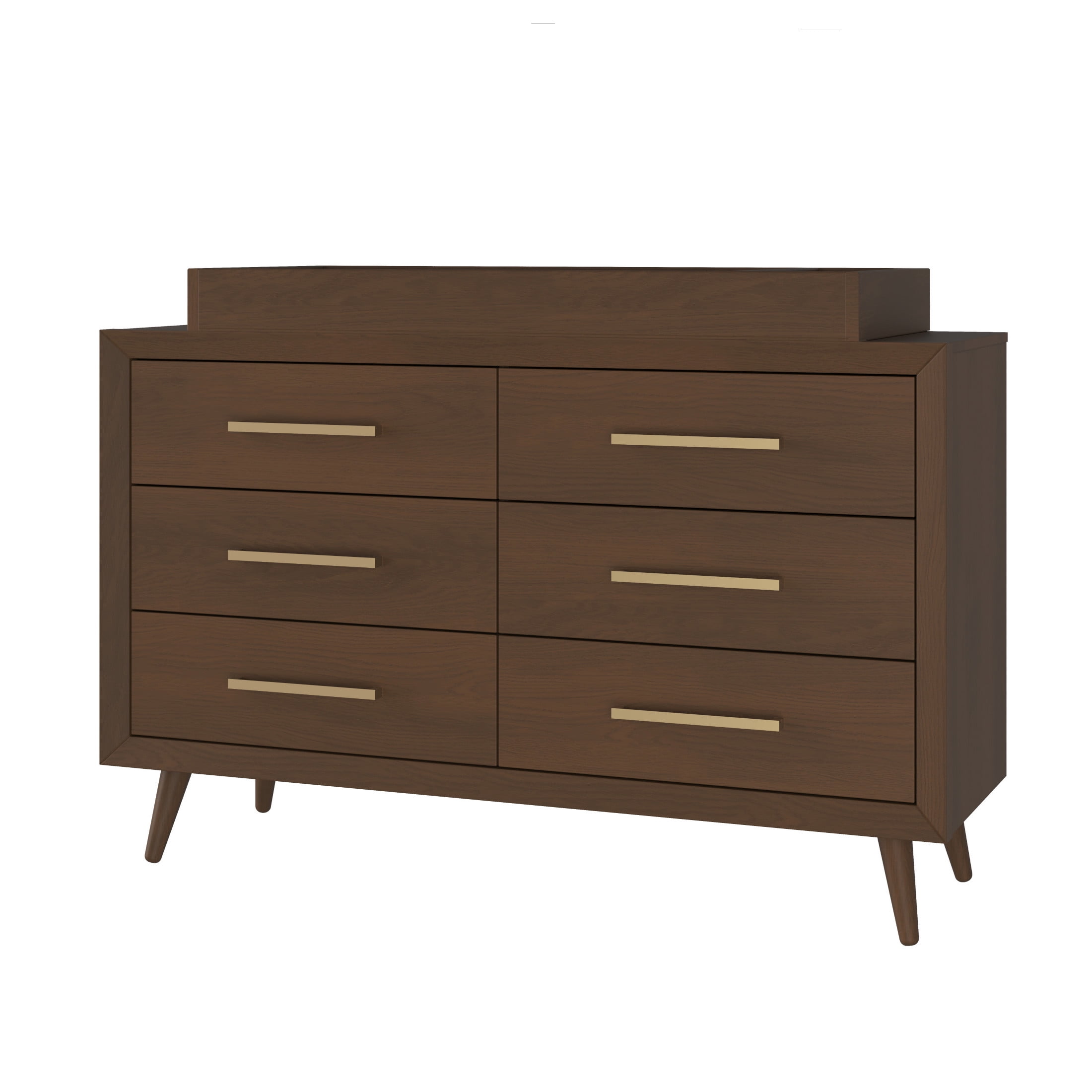 Child Craft Cranbrook 53" Interlocking 6-Drawer Double Dresser for Nursery or Bedroom, Anti-Tip Kit, Toasted Chestnut