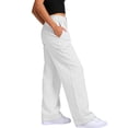 thumbnail image 4 of Favoffer Women Cotton Linen Wide Leg Pants Elastic Waist Front Button Pants Straight Tube Business Casual Slacks for Spring Daily, 4 of 6