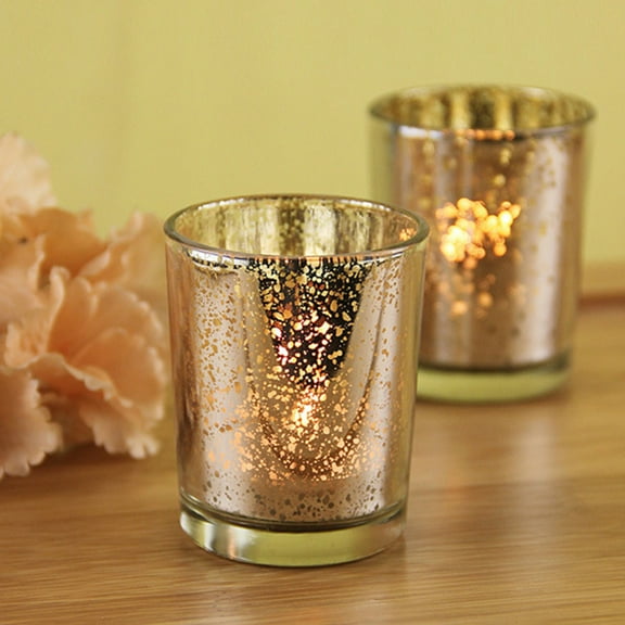 WHAMVOX Candlestick Electroplating Candle Cup Romantic Candle Holder Golden