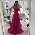 thumbnail image 5 of Quixlent Bridal Wedding Dress Prom Party Evening Dress Backless Spaghetti Strap Sequin Sleeveless A-line Floor Length Ball Gown Pleated Low-cut Cocktail Dress, 5 of 8