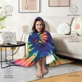 thumbnail image 4 of Wearable Blanket,Colorful Tie Dye Pattern Hooded Wearable Flannel Blanket for Adults & Teens,Winter Poncho Shawl Wrap Cape Cozy Anti-Pill,50"x60", 4 of 5
