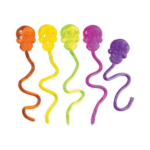 Neon Glitter Sticky Skulls (6Dz) - 72 Pieces