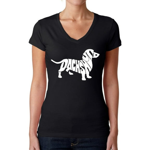 Women's Word Art V-Neck T-Shirt - Dachshund