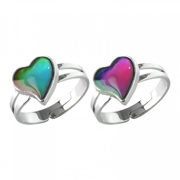 DESIGNICE Mood Ring Love Heart Color Changing Emotional Feeling Adjustable Size Mood Rings 2Pcs Mood Rings for Women (Love Heart)