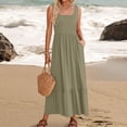 thumbnail image 2 of Robe d'Été Sans Manches pour Femmes - Robe Longue Plissée à Encolure Carrée avec Poches pour Décontractée, Plage, Fête, 2 of 6