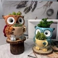 thumbnail image 4 of Cute Resin Succulent Pot Small Indoor Owl Shaped Planter Cute Cactus Flower Pots with Drainage for Office Desk and Home Garden Decor Brown, 4 of 9