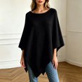 thumbnail image 2 of WULMLEO Womens Knitted Poncho Sweaters Solid Soft Asymmetrical Tops Pullover Warm Lightweight Shawl Wraps Cape Black XL, 2 of 6