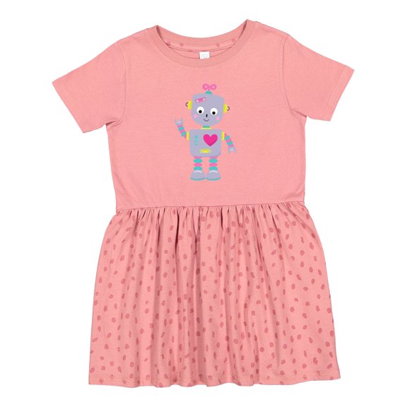 Inktastic Cute Robot, Purple Robot, Funny Robot, Silly Robot Girls Toddler Dress