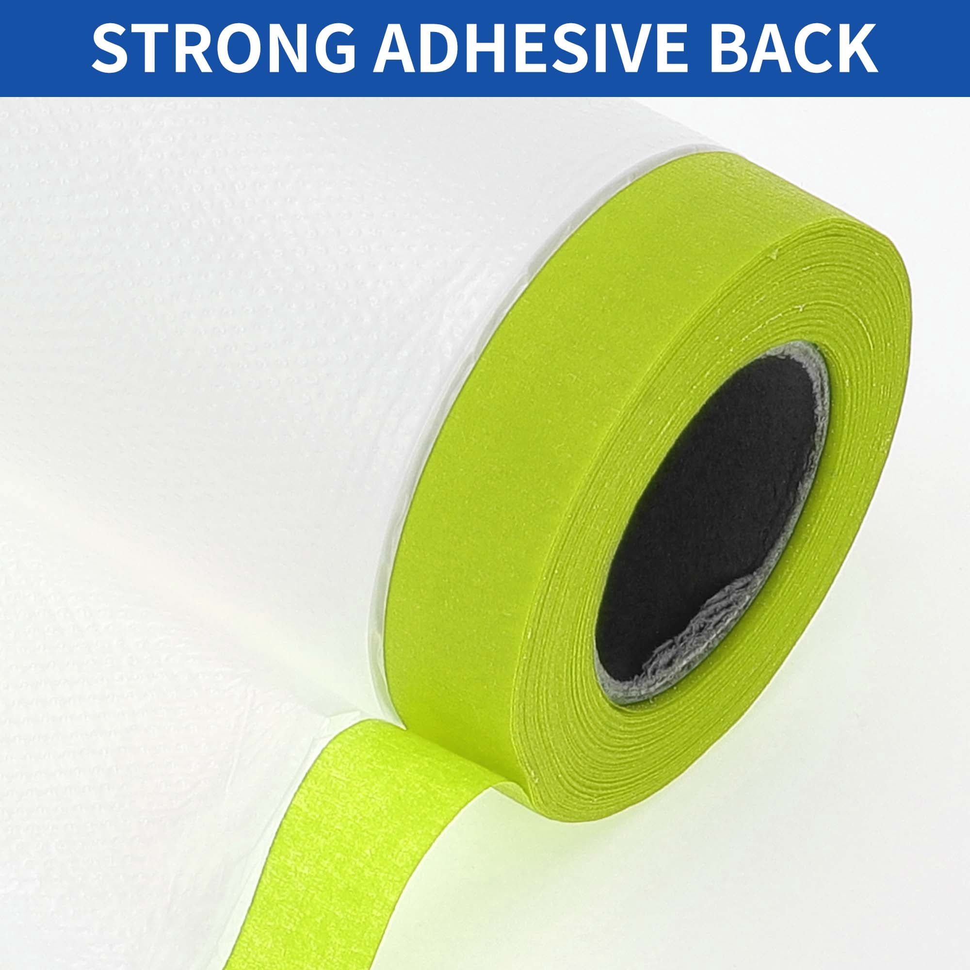 Unique Bargains Masking Paper with Tape 2000x140cm/65.62ftx55.11" 1 Set Pre-Taped Paper Film Kit w/2 rolls of tape