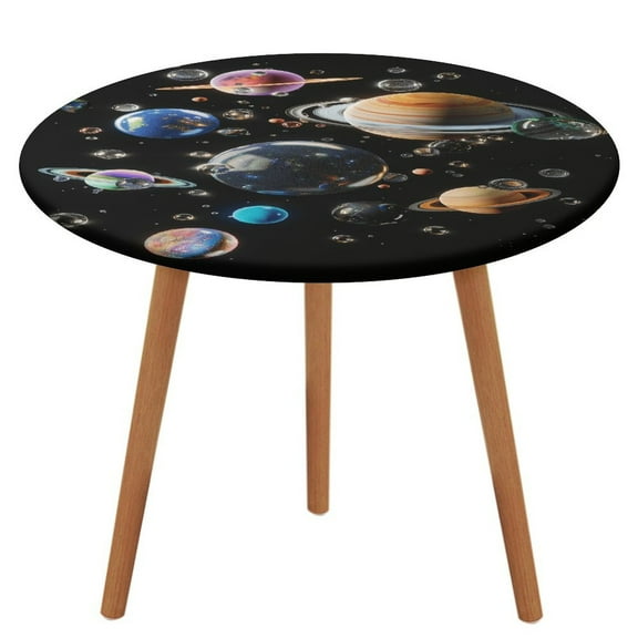 Planet Mars Mercury Jupiter Round Fitted Tablecloth with Backing Elastic Edge Design Table Cover Waterproof Oil-Proof Table Cloth Stain-Resistant Wipeable for Round Table