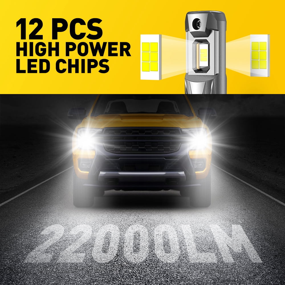 AUXITO 9006 Low Beam Headlight Bulb,22000LM 600% Brightness,2023 Upgraded 9006/ HB4 LED Headlight Bulbs,6500K White, Pack of 2