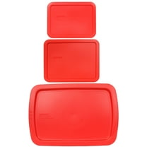 Pyrex (1) 7210-PC 3-Cup, (1) 7211-PC 6-Cup, and (1) C-233-PC 3Qt Red Plastic Replacement Lids