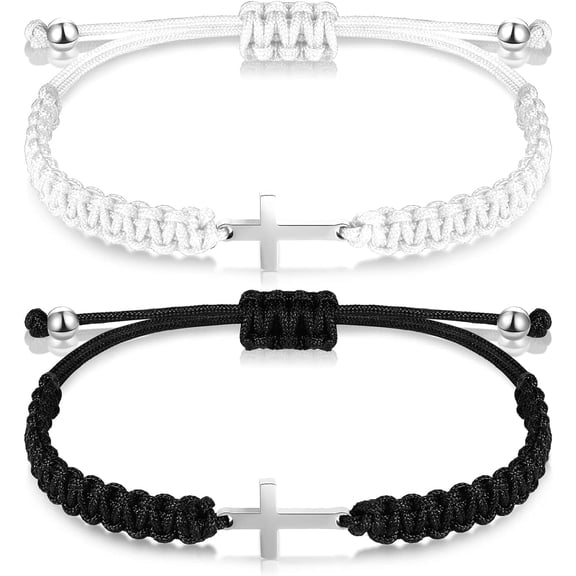 Sureio Cross Friendship Bracelet Adjustable Braided Rope Jesus Christian Cross Bracelets Matching Couple String Lucky Strand BFF Wristband for Women Men Boy Girls Easter Baptism