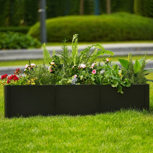 Edtara Rectangular Steel Raised Garden Bed Planter Box, Heavy Duty and Weather-Resistant, Bottomless Design with Tools Included, Ideal for Patios, Balconies, or Businesses