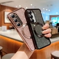 thumbnail image 6 of Magnetic Case for Samsung Galaxy S24, [Compatible with MagSafe] Non-Yellowing Glitter Shining Paper Clear Case for Women Girls, Rugged Shockproof Protection Phone Cover, Black, 6 of 9