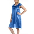 thumbnail image 3 of Ezi Satin Nightgowns for Women - Soft & Breathable Knee-Length Night Gowns - Adult Womens Nightgown M - Plus Size,M,Light Blue, 3 of 9