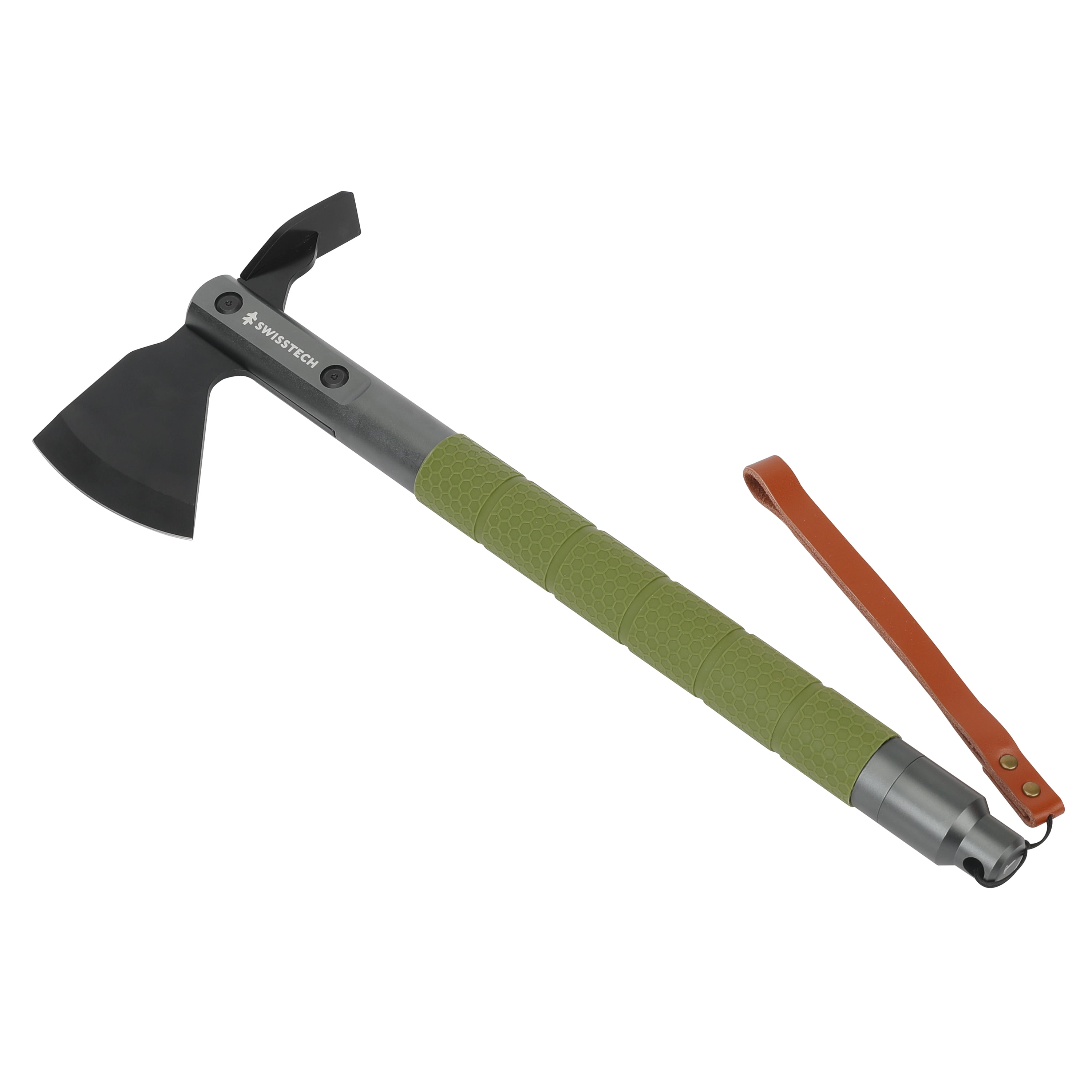 Swiss Tech Multi-Tool Hatchet with Pocket Knife, No-Slip Silicone Grip, Green, 1 Pack