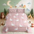 thumbnail image 2 of Erosebridal Goose Full Size Comforter Sets for Girls, Pink Background Bedding Comforter Set, Pink Reversible 3 Pieces 1 Comforter and 2 Pillowcases, 2 of 6