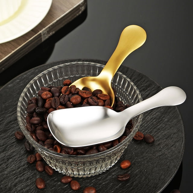Cuchara de café de acero inoxidable 304 18/10 mango corto • Acabado lijado con cabeza de cucharadita engrosada • Cuchara pequeña para helado de té • Fácil de limpiar, 1 paquete