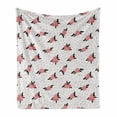 thumbnail image 1 of Floral Soft Flannel Fleece Throw Blanket, Rose Bouquets with Leaves on a Background of Dots, Cozy Plush for Indoor and Outdoor Use, 70" x 90", Coral Baby Pink, by Ambesonne, 1 of 5