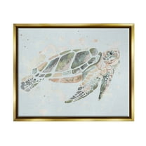 Tortoise Swimming Underwater Bubbles Animals & Insects Graphic Art Metallic Gold Framed Art Print Wall Art