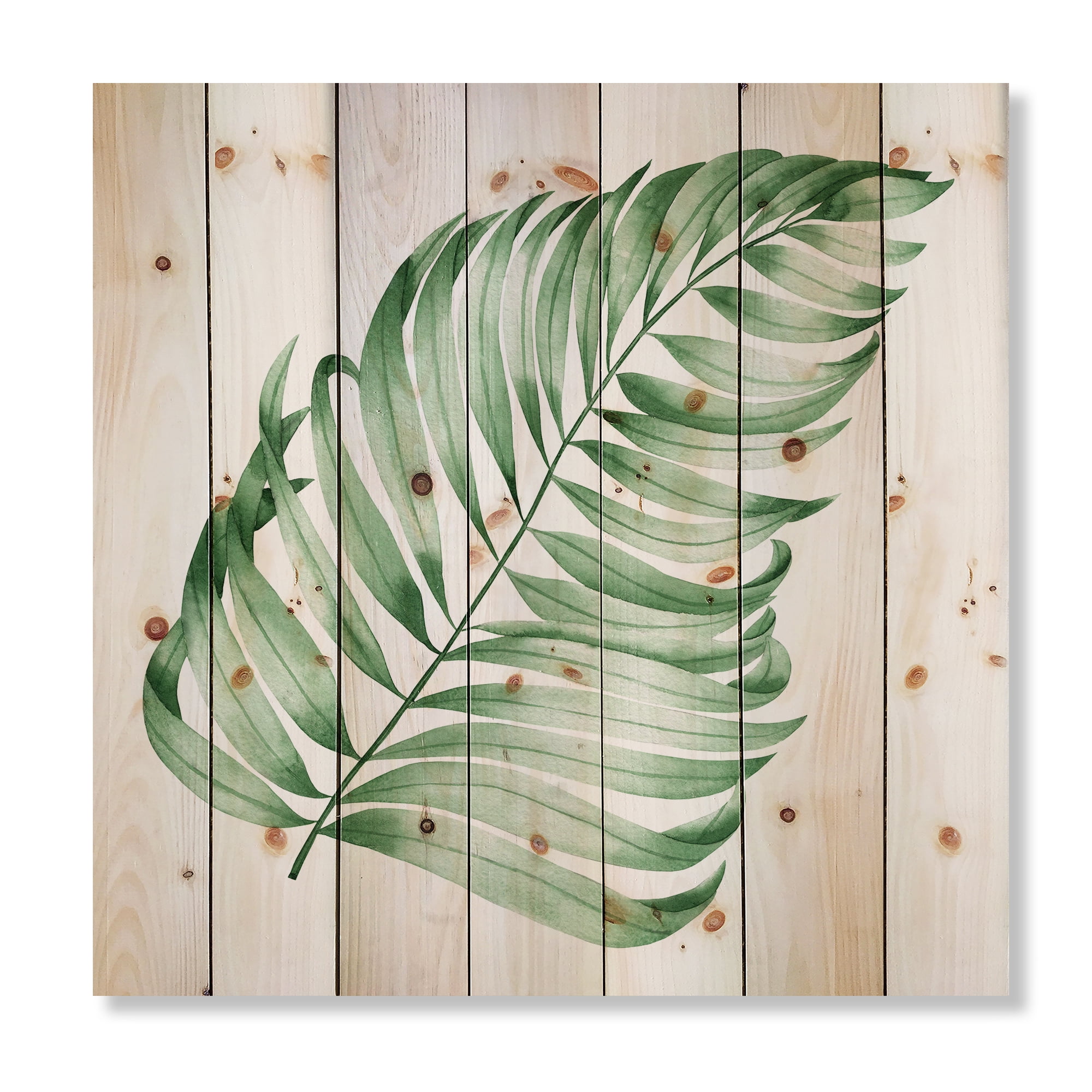 Designart 'Close Up Of Tropical Leaf Of Monstera II' Farmhouse Print on Natural Pine Wood